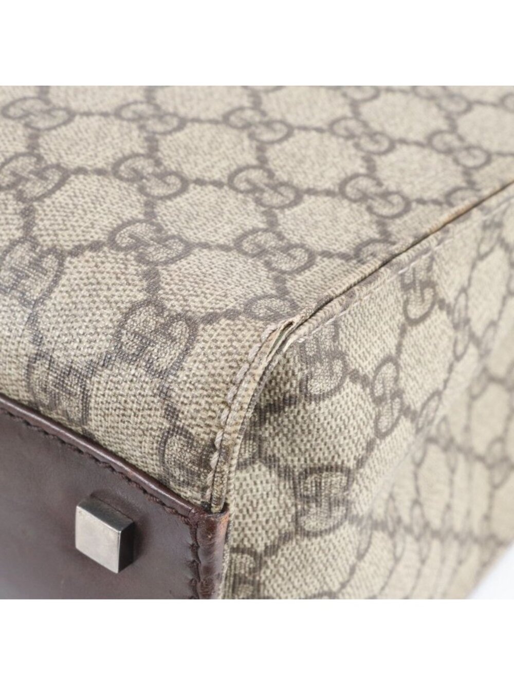 Gucci GG Supreme Leather Tote Shoulder Hand Brown Rbe - Picture 9 of 13